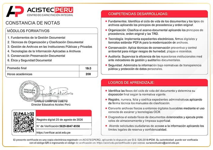 Curso Virtual de Administración Documentaria y Gestión de Archivos