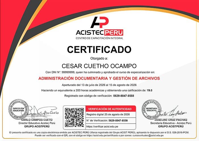 Curso Virtual de Administración Documentaria y Gestión de Archivos